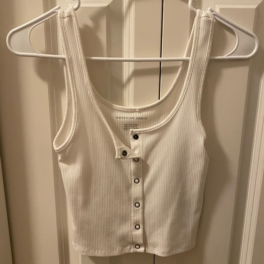 American Eagle White Tank Top Ribbed